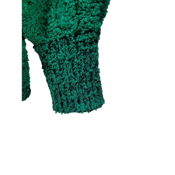 VTG Y2K Green Chunky Cardigan Sweater S Double Breasted V-Neck Oversized Pockets - Picture 11 of 16